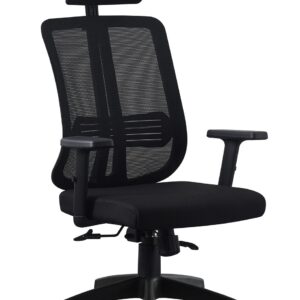 Silla de oficina vitré 51 negro alto sillon con respaldo ergonómico y malla transpirable