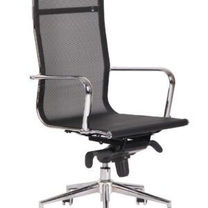 Silla de oficina zurich 56 negra basculante giratoria con respaldo alto y estructura cromada