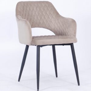 Sillon Tapizado Honorio 55 Marrón Velvet Sillón - Sillón tapizado Honorio 55 marrón velvet con patas metálicas negras y re...