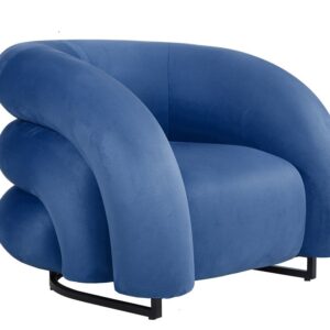 Sillon diseno karlovy 90 negro velvet azul con base metalica epoxi y tapizado velvet
