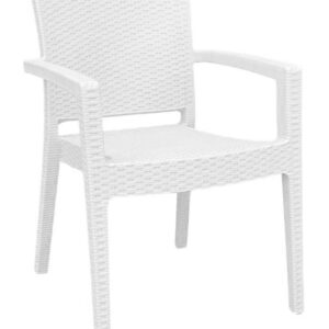 Silla de plastico lido 58 blanco apilable con textura imitación ratán para exterior e interior