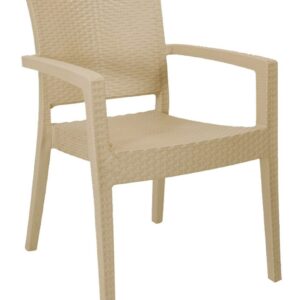 Silla de plastico lido 58 capuccino apilable imitacion rattan para exterior con tratamiento anti UV