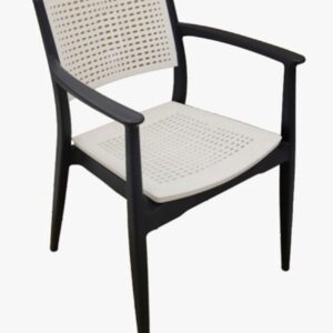 Silla de plastico milton 55 blanco apilable con estructura antracita para terraza y hosteleria