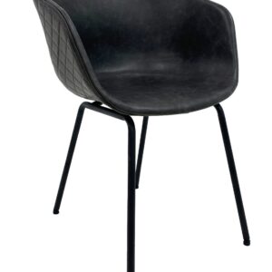 Sillon tapizado Missouri 55 negro similpiel con estructura metalica y costuras de rombos