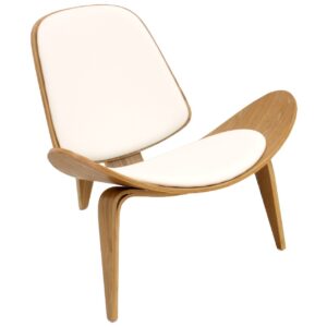 Sillon diseno nordic 89 blanco similpiel con estructura fresno curvado y tapizado pad blanco