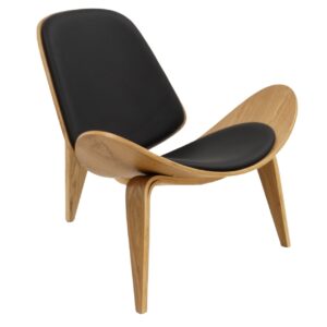 Sillon diseno nordic 89 negro similpiel con armazon de fresno curvado y tapizado negro