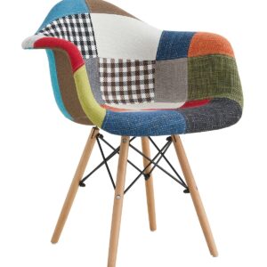 Sillon de Madera Star 60 Pat22 Sillón - Sillón de madera star 60 pat22 con tapizado patchwork color 22 y base de haya maciza