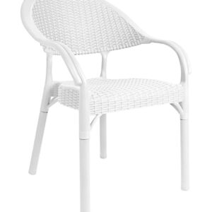 Silla de plastico torremolinos 59 blanco lino apilable imitación rattán para exterior