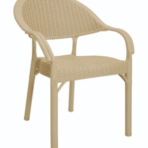 Silla de plastico torremolinos 59 capuccino lino apilable con imitación ratán para terraza y hostelería