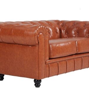 Sofa 2 plazas chester 157 vintage similpiel tapizado cuero con estructura madera para salon