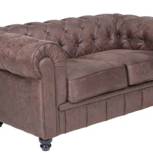 Sofa 2 plazas chester 157 vintage similpiel con tapizado premium y estructura de madera para salon moderno