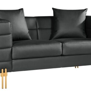 Sofa 2 plazas larios 157 negro similpiel con patas doradas y cojines decorativos incluidos