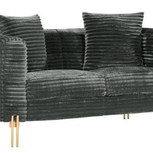 Sofa 2 Plazas Larios 157 Gris Corduroy Sofá - Sofá 2 plazas Larios 157 gris corduroy con patas doradas y cojines decorativ...