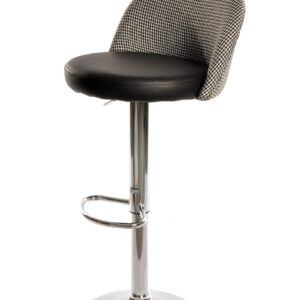 Taburete tapizado regulable ETNA con respaldo pata de gallo y asiento similpiel negra cromado