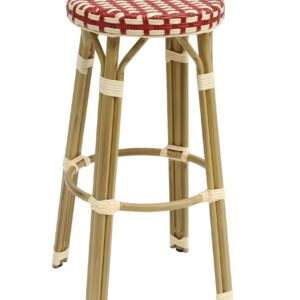 Taburete de exterior GARNIER apilable con estructura aluminio y ratán sintético beige rojo