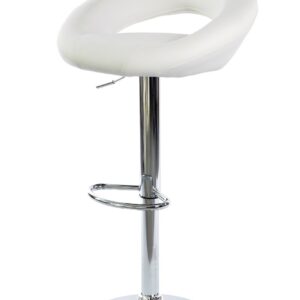 Taburete regulable cromado LUXUS NEW con tapizado en similpiel blanca y reposapiés