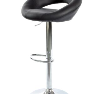 Taburete regulable LUXUS NEW con estructura cromada y asiento tapizado en similpiel negra para cocina y hostelería