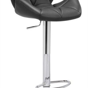 Taburete tapizado Orlando negro regulable con estructura cromada y reposapiés