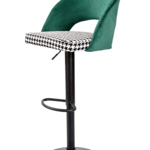 Taburete tapizado regulable TEIDE con estructura metálica negra y respaldo verde velvet