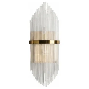 Aplique de pared DOLHAN dorado de acero y cristal · acero inoxidable con cristal transparente