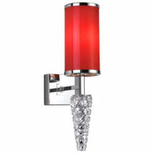 Aplique de pared MIZAR cromado y rojo · pantalla roja de pvc con soporte cromado
