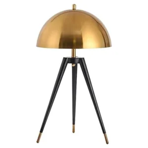 Lámpara de mesa ATOM negra y dorada · contraste de metal negro y dorado