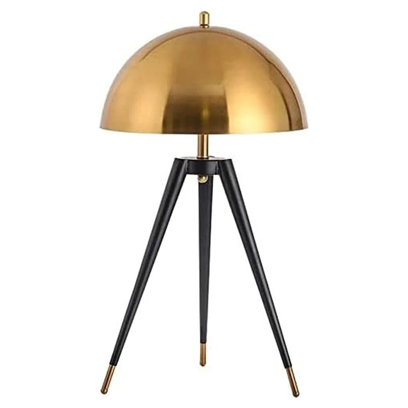 Lámpara de mesa ATOM negra y dorada · contraste de metal negro y dorado