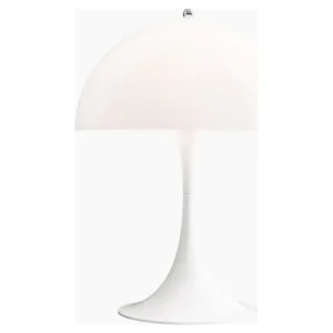 Lámpara de mesa VEYPA blanca de metal · pantalla metálica blanca y altura de 55 cm