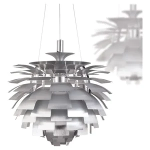 Lámpara de techo ARTIC plata de 60 cm · vista de la pantalla plateada
