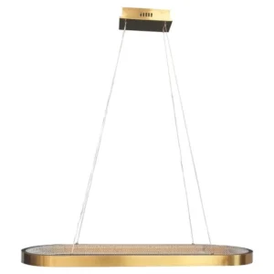 Lámpara de techo BERLIE LED dorada de 120 cm · vista del modelo y su acabado