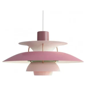 Lámpara de techo DANISH rosa y verde · vista del modelo y su acabado