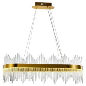 Lámpara de techo WEIRA LED dorada de 80 cm · vista completa del cuerpo alargado